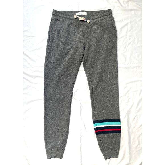 Sol Angeles Varsity Striped Heather Gray Fitted Joggers Sweat Pants, Medium - Picture 1 of 4